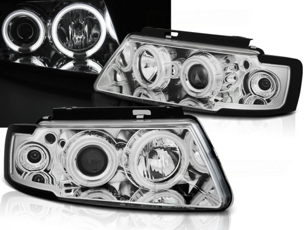 Scheinwerfer CCFL Angel Eyes für VW Passat 3B Bj. 96-00 Chrom