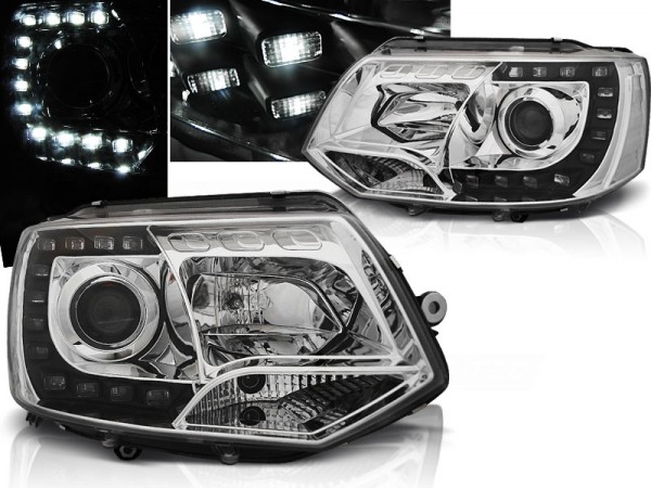Scheinwerfer DRL LED Tagfahrlicht für VW T5 GP Facelift Bj. 10-15 Chrom