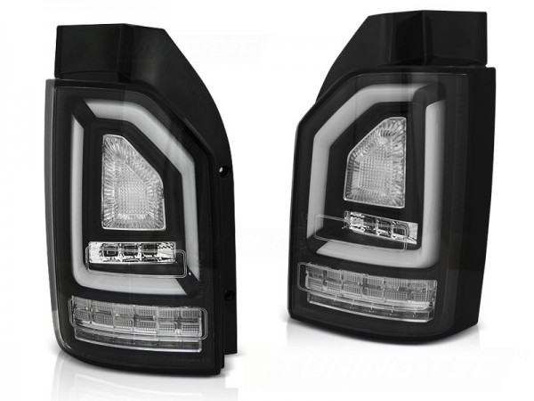 Voll LED Lightbar Rückleuchten für VW T6 Bj. 15-19 Schwarz (Heckklappe / Halogen)
