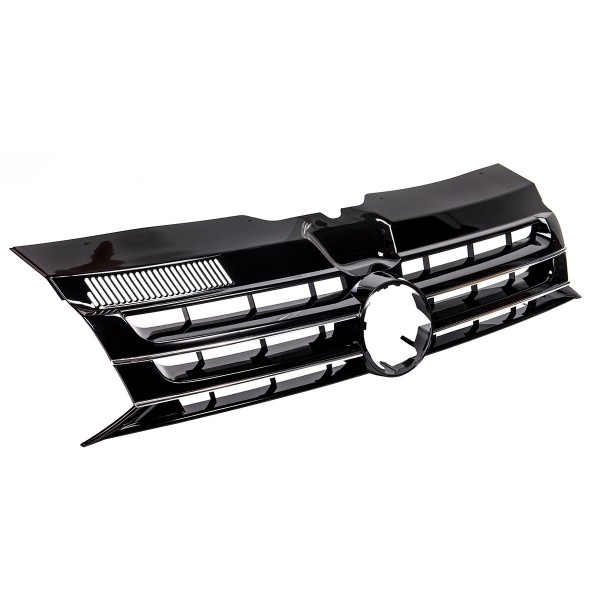 Kühlergrill mit Emblemhalter für VW T5 GP Bj. 2009-2015 Schwarz Glanz Chrom