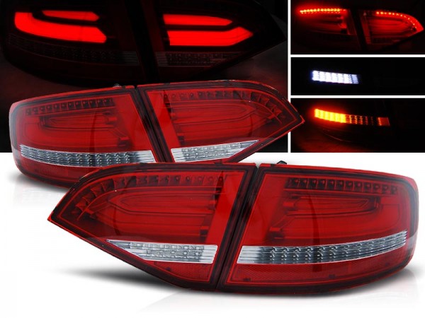 Voll LED Lightbar Rückleuchten für Audi A4 B8 (8K) Avant Bj. 07-11 Rot/Chrom