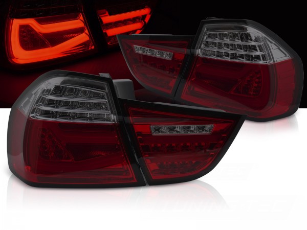 Voll LED Lightbar Rückleuchten für BMW E90 LCI Limo Bj. 08-12 Rot/Smoke