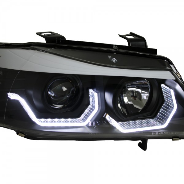 Scheinwerfer 3D Angel Eyes für BMW 3er E90 E91 Bj. 05-08 Schwarz mit LED Blinker