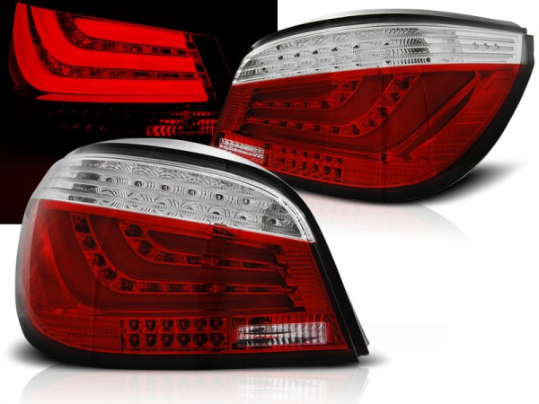 LED Lightbar Rückleuchten für BMW E60 Limo Bj. 03-07 Rot/Chrom