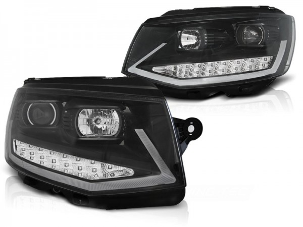 Scheinwerfer DRL LED Tagfahrlicht für VW T6 Bj. 15-19 Schwarz mit LED Blinker LTI