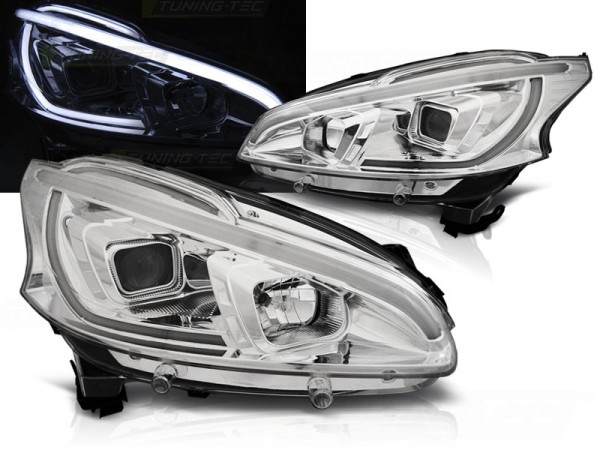 Scheinwerfer LED Tagfahrlicht Optik für Peugeot 208 Bj. 12-15 Chrom LTI