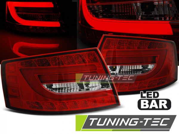 LED Lightbar Rückleuchten für Audi A6 C6 4F Limo Bj. 04-08 Rot/Chrom 7-PIN