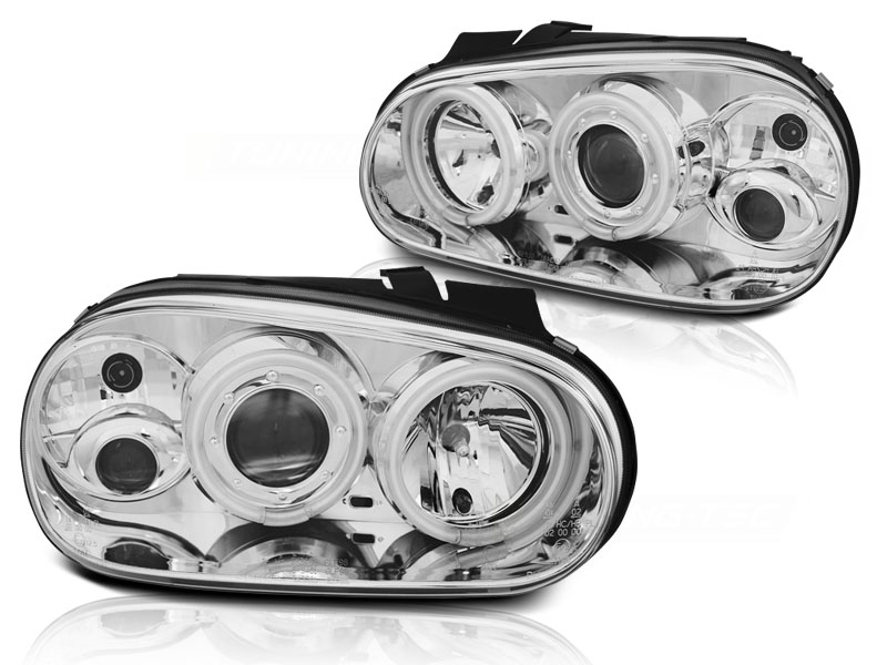 Scheinwerfer CCFL Angel Eyes für VW Golf 4 Bj. 97-03 Chrom mit