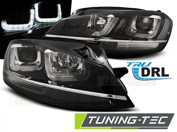 Scheinwerfer U-Tube LED Tagfahrlicht für VW Golf 7 Bj. 12-16 Schwarz Chrom Edition