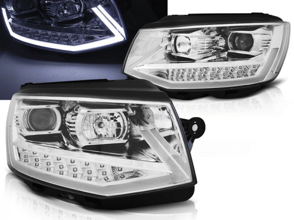 Scheinwerfer DRL LED Tagfahrlicht für VW T6 Bj. 15-19 Chrom mit LED Blinker LTI