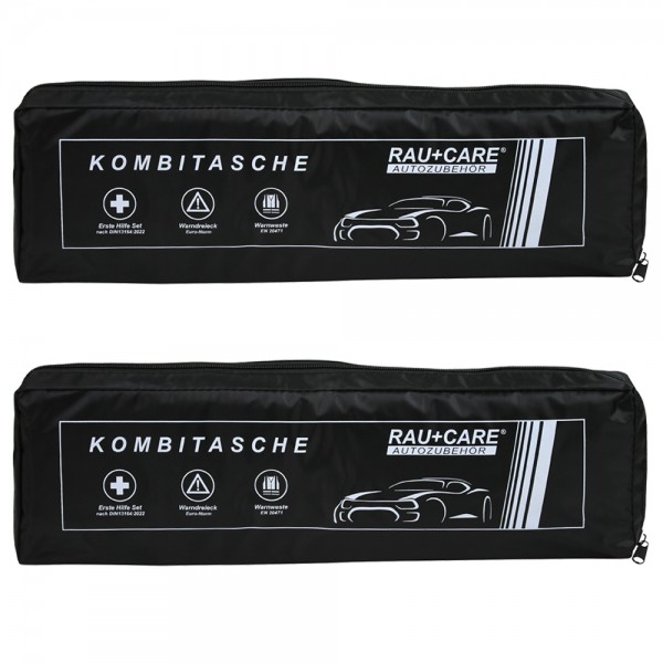 2 x Trio Kombitasche Verbandskasten Warnweste Warndreieck Schutzmasken Schwarz