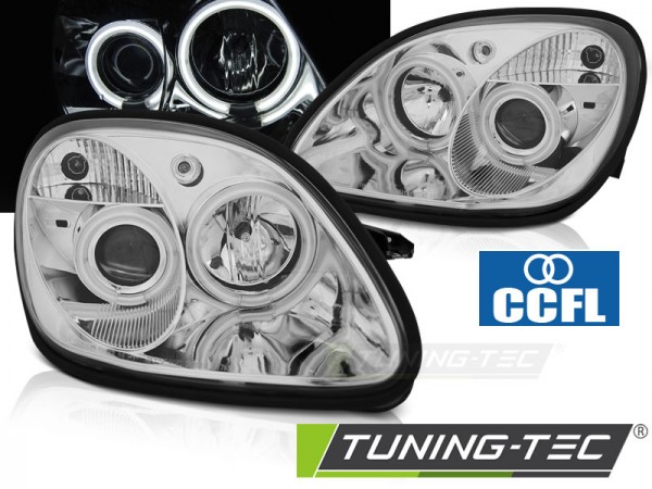 Scheinwerfer CCFL Angel Eyes für Mercedes SLK R170 Bj. 96-04 Chrom
