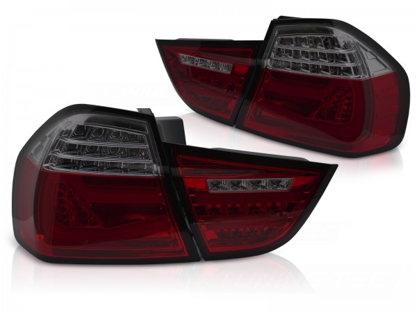 Voll LED Lightbar Rückleuchten für BMW E90 LCI Limo Bj. 08-12 Rot/Smoke