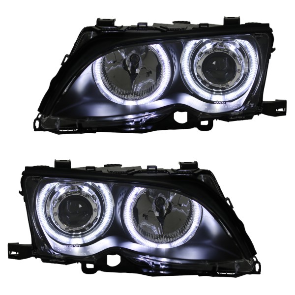 Scheinwerfer LED Angel Eyes für BMW 3er E46 Limo Touring Bj. 01-05 Schwarz
