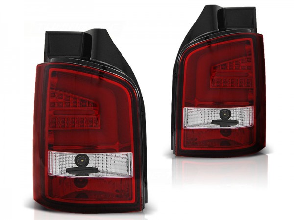 LED Lightbar Rückleuchten für VW T5 Bj. 03-09 Rot/Chrom (Heckklappe)