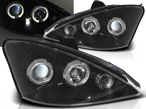 Scheinwerfer Angel Eyes für Ford Focus MK1 Bj. 98-01 Schwarz