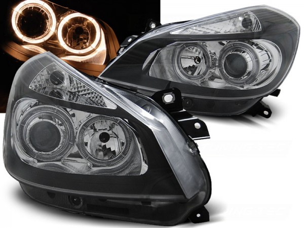 Scheinwerfer Angel Eyes für Renault Clio 3 Bj. 05-09 Schwarz