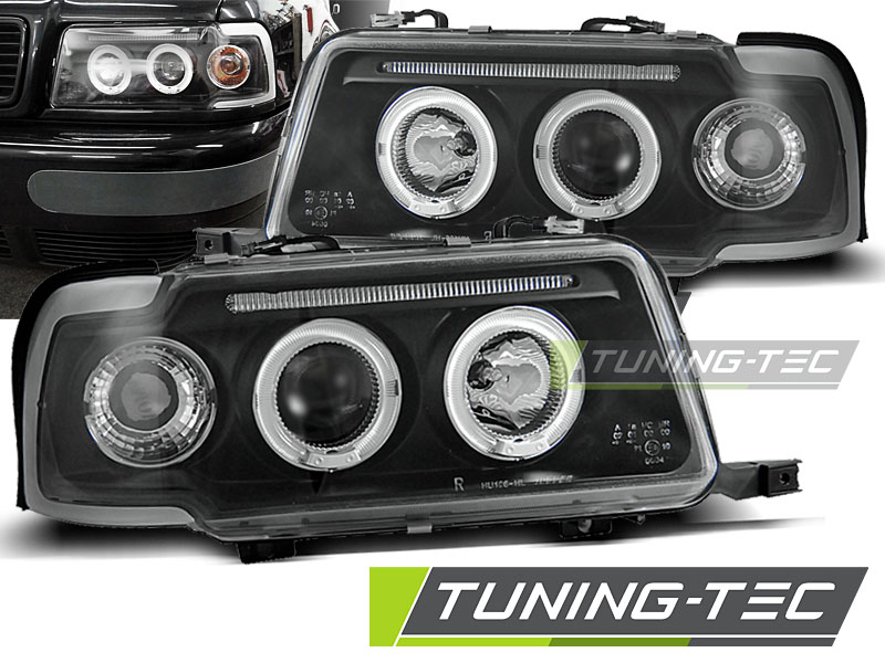 Scheinwerfer Angel Eyes für Audi 80 B4 Bj. 91-96 Schwarz