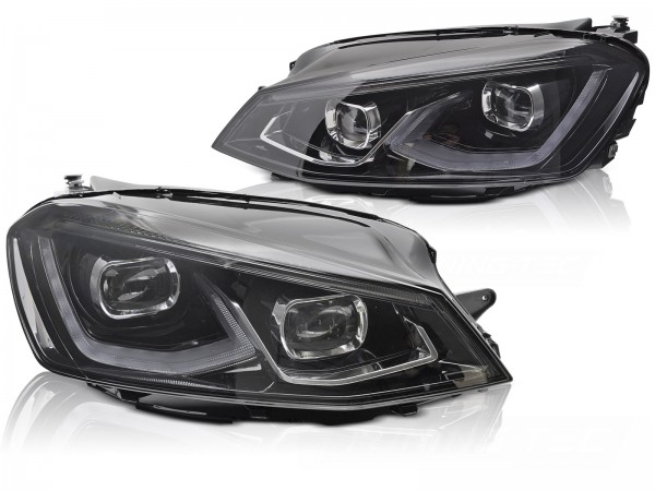 Voll LED Scheinwerfer Tagfahrlicht für VW Golf 7 Bj. 12-16 Schwarz mit dynamischem Blinker