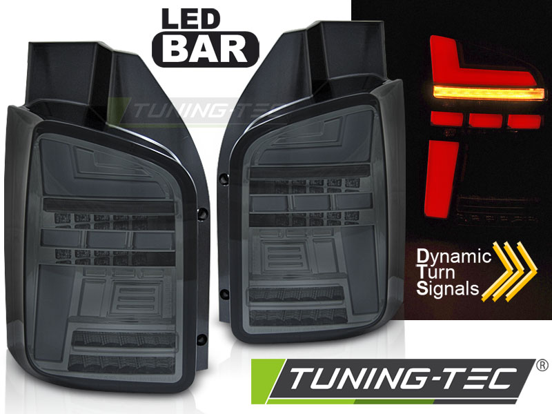 Voll LED Lightbar Rückleuchten für VW T5 GP Facelift Bj. 09-15 Smoke (Flügeltüren)