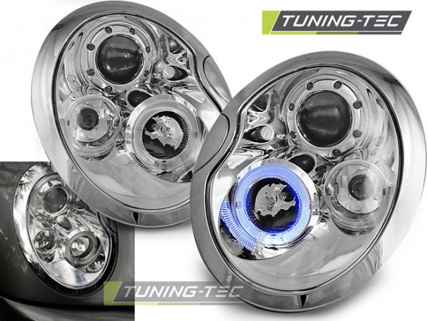 Scheinwerfer Angel Eyes für Mini R50 R53 Bj. 01-04 Chrom