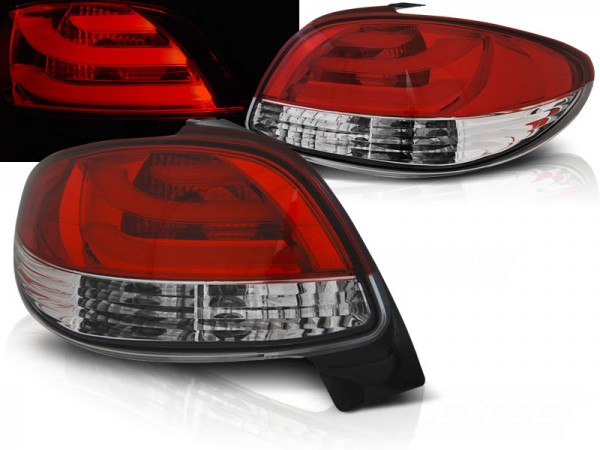 LED Rückleuchten für Peugeot 206 Bj. 98-06 Rot/Chrom