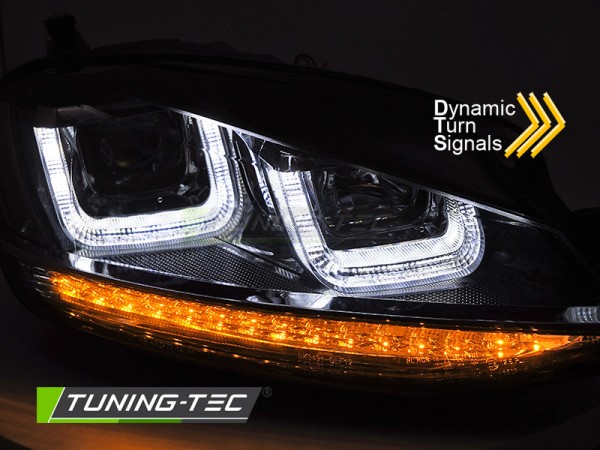Scheinwerfer DRL LED Tagfahrlicht für VW Golf 7 Bj. 12-16 Schwarz Chrom mit dynamischem Blinker