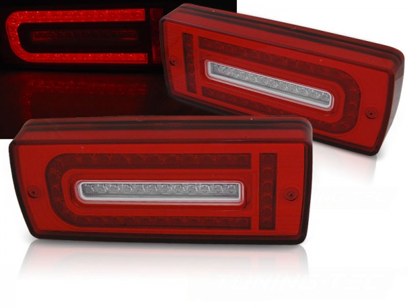 LED Lightbar Rückleuchten für Mercedes G-Klasse W463 Bj. 07-17 Rot/Chrom