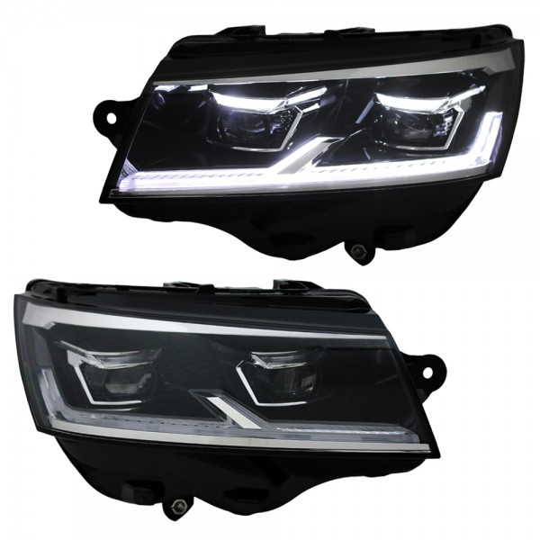 Voll LED Scheinwerfer Tagfahrlicht für VW T6.1 Bj. 19-24 Schwarz mit dynamischem Blinker