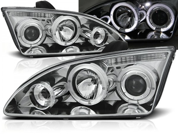 Scheinwerfer Angel Eyes für Ford Focus 2 Bj. 04-08 Chrom