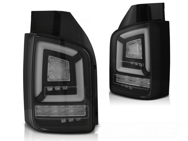 Voll LED Lightbar Rückleuchten fürVW T5 GP Facelift Bj. 09-15 Schwarz (Flügeltüren)