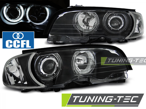 Scheinwerfer CCFL Angel Eyes für BMW 3er E46 Coupe Cabrio Bj. 99-03 Schwarz