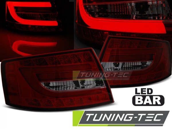 LED Lightbar Rückleuchten für Audi A6 C6 4F Limo Bj. 04-08 Rot/Smoke 6-PIN