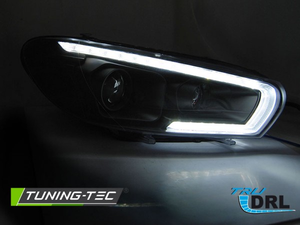 Xenon Scheinwerfer LED Tagfahrlicht für VW Scirocco 3 Bj. 08-14 Schwarz mit dynamischem Blinker