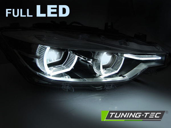 Voll LED Scheinwerfer Tagfahrlicht für BMW 3er F30 F31 LCI Facelift Bj. 15-18 Schwarz
