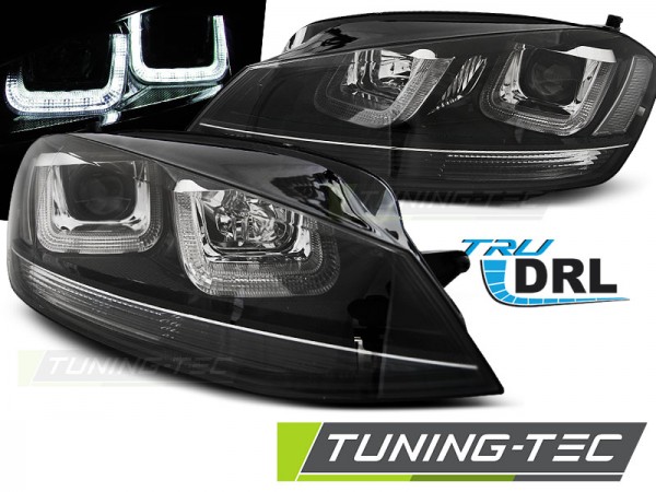 Scheinwerfer U-Tube LED Tagfahrlicht für VW Golf 7 Bj. 12-16 Schwarz Edition