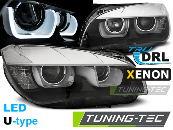 Xenon Scheinwerfer DRL LED Tagfahrlicht für BMW X1 E84 Facelift Bj. 12-14 Schwarz