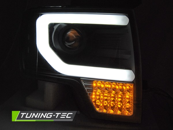 Scheinwerfer LED Tagfahrlicht Optik für Ford F150 MK12 Bj. 08-14 Schwarz mit LED Blinker