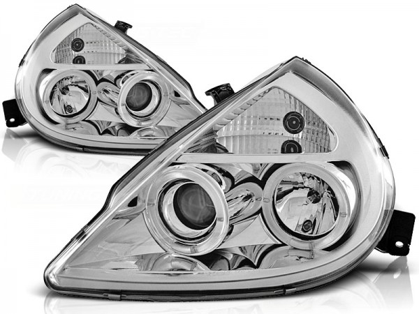 Scheinwerfer Angel Eyes für Ford KA Bj. 96-08 Chrom