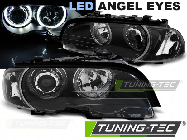 Scheinwerfer LED Angel Eyes für BMW 3er E46 Coupe Cabrio Bj. 99-03 Schwarz