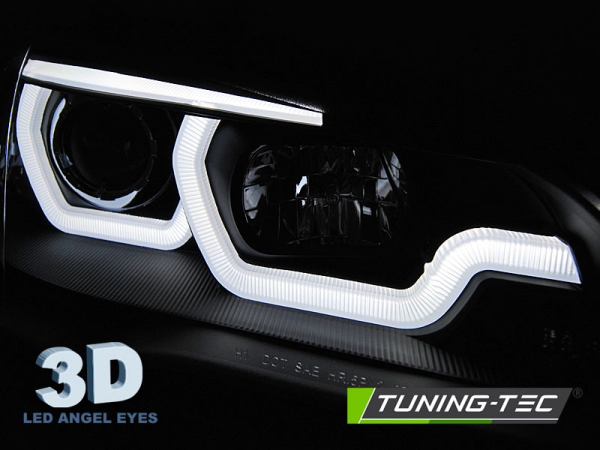 DRL Scheinwerfer 3D LED Angel Eyes für BMW X5 E70 Bj. 07-13 Schwarz