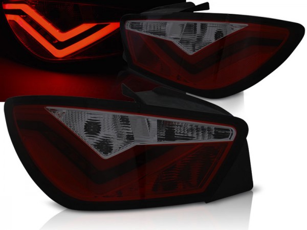 LED Lightbar Rückleuchten für Seat Ibiza 6J 3-Türer Bj. 08-15 Rot/Smoke
