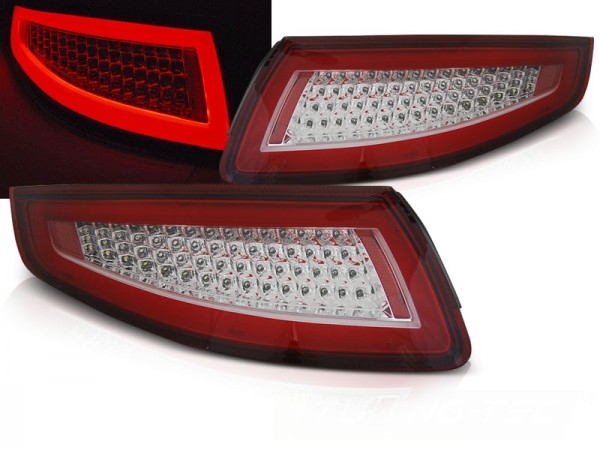 Voll LED Lightbar Rückleuchten für Porsche 911 997 Bj. 04-08 Rot/Chrom