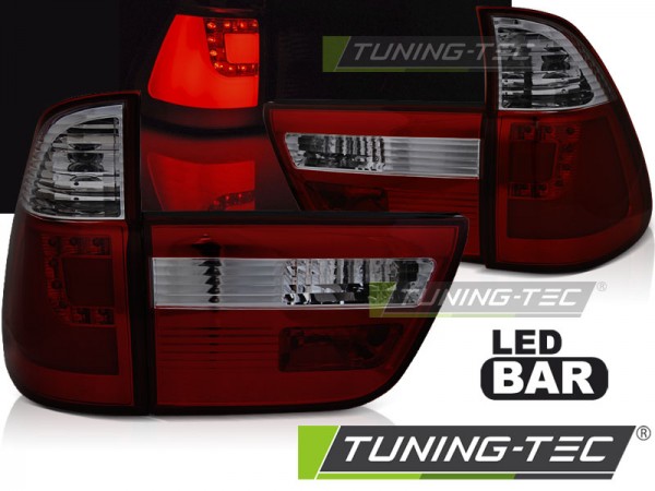 LED Lightbar Rückleuchten für BMW X5 E53 Bj. 99-03 Rot/Smoke