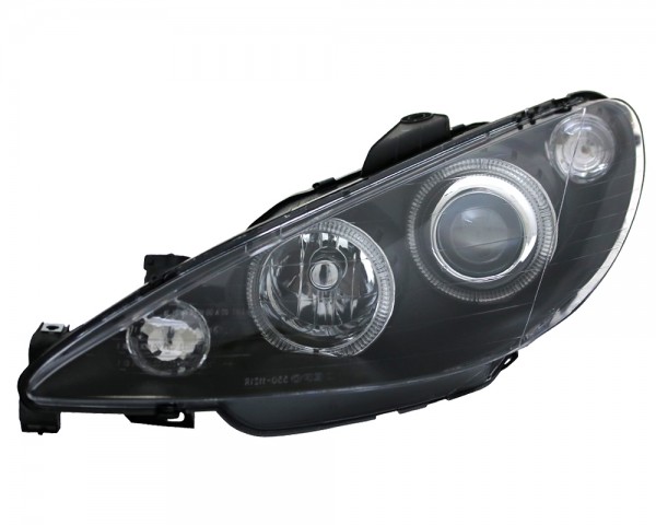 Scheinwerfer Angel Eyes für Peugeot 206 Bj. 98-06 Schwarz