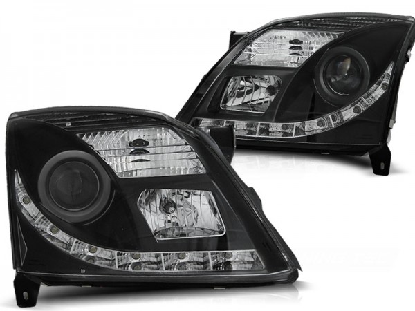 Xenon Scheinwerfer DRL LED Tagfahrlicht für Opel Vectra C / Signum Bj. 02-05 Schwarz