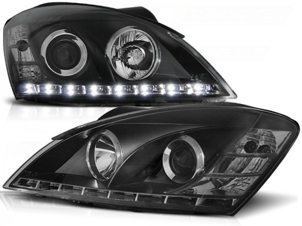Scheinwerfer LED Tagfahrlicht Optik für Kia Ceed I Bj. 06-09 Schwarz