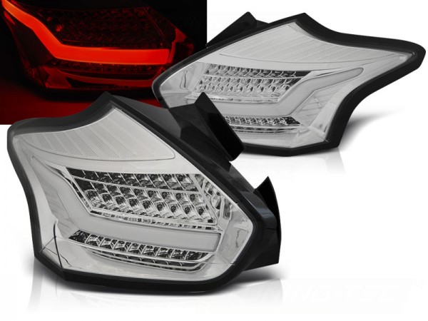 LED Lightbar Rückleuchten für Ford Focus MK3 Bj. 15-18 Chrom dynamischer Blinker