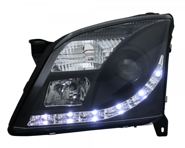Scheinwerfer LED Tagfahrlicht Optik für Opel Vectra C / Signum Bj. 02-05 Schwarz