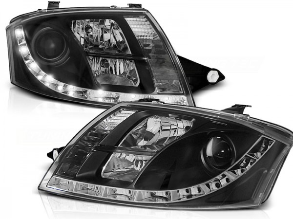 Scheinwerfer LED Tagfahrlicht Optik für Audi TT 8N Bj. 99-06 Schwarz